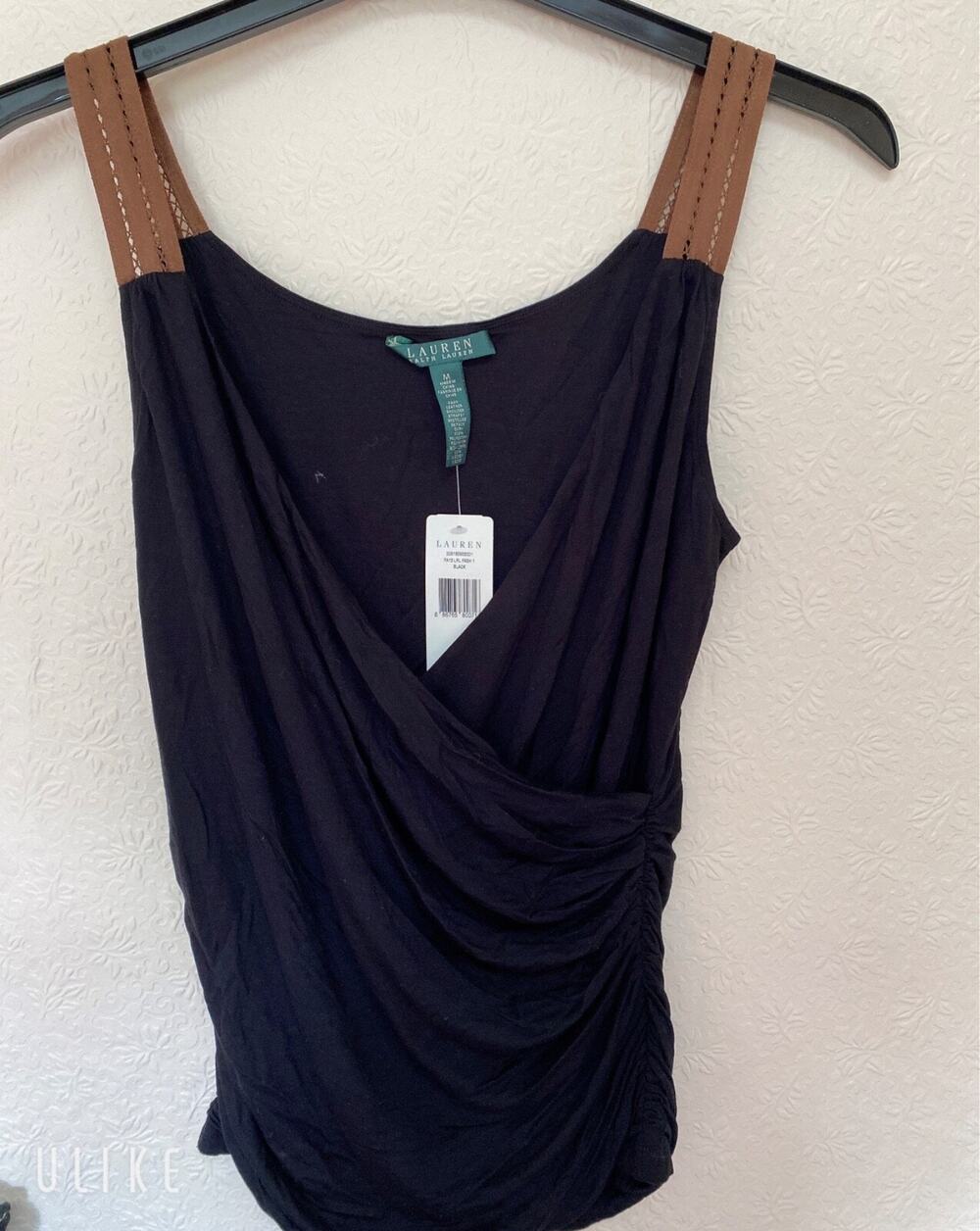 NWT Lauren Ralph Lauren Sleeveless Top Medium Black MSRP $79.5